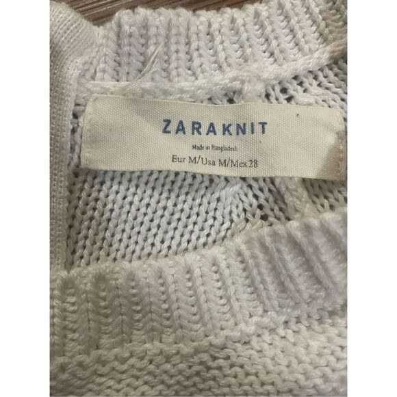 Zara Knit white sweater with zip up back sz medium - Picture 3 of 7